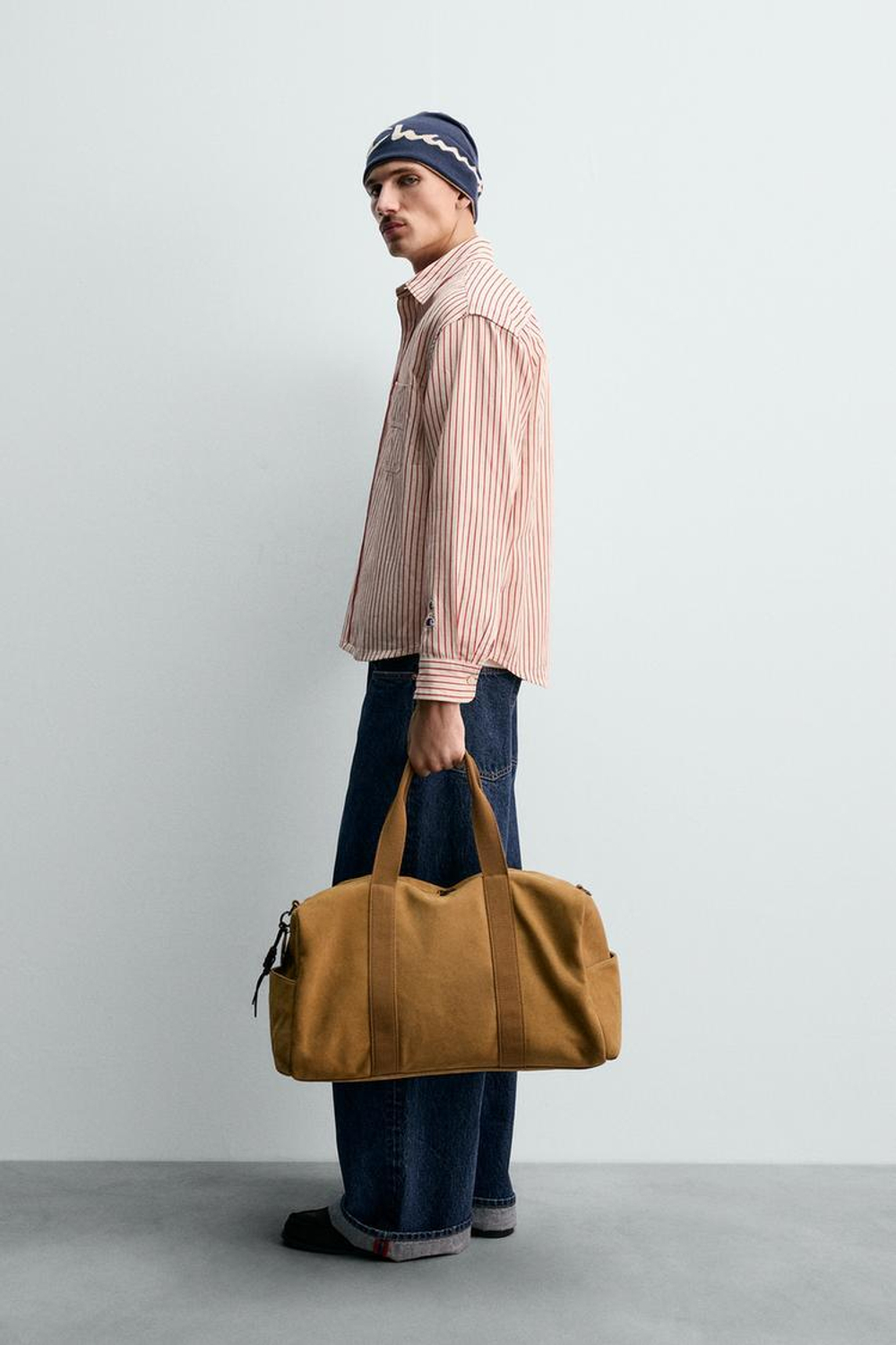 ZARA Х CHAMPION ® РУБАШКА В ПОЛОСКУ С НАШИВКАМИ, БЕЛЫЙ/КРАСНЫЙ