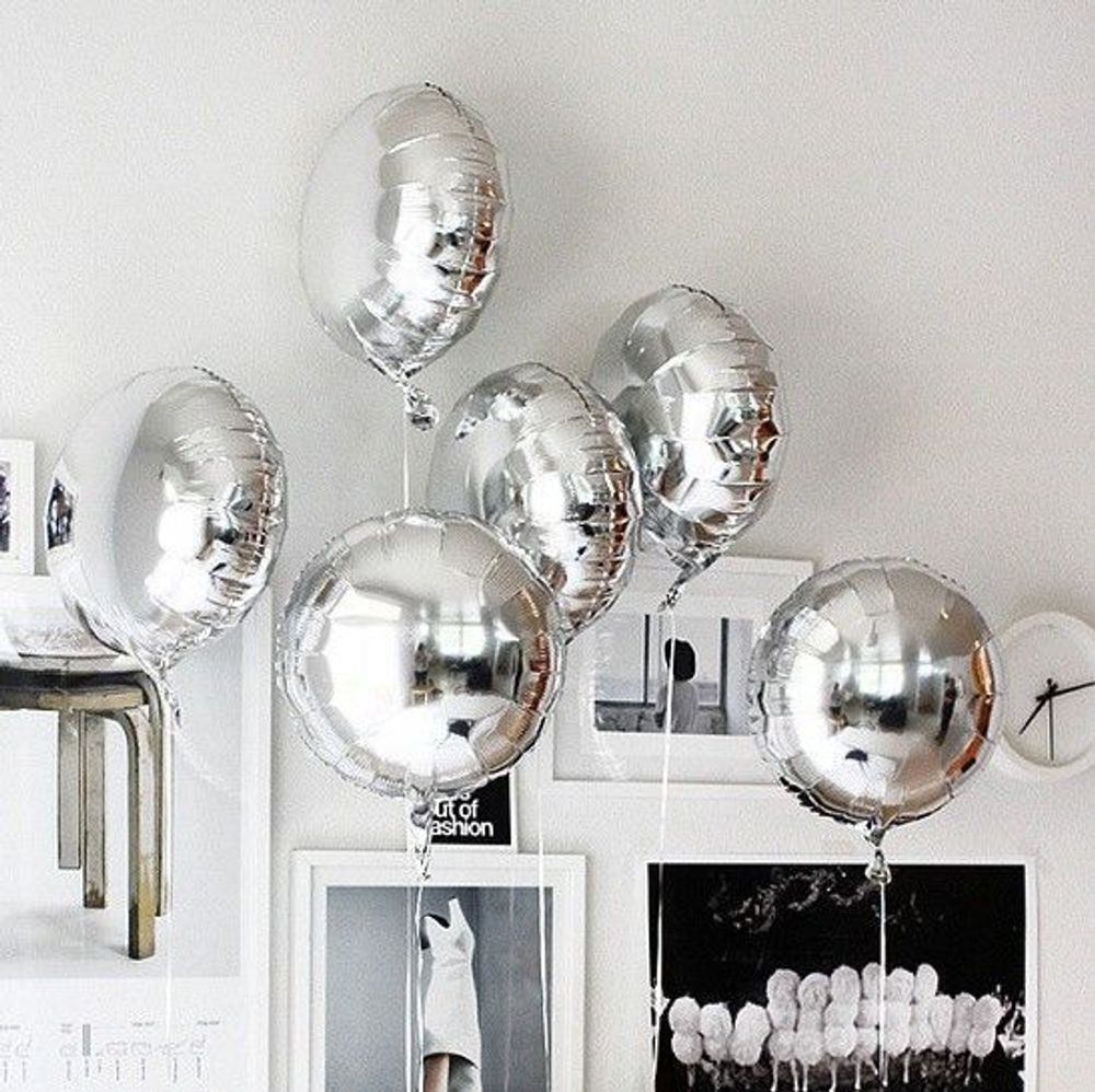 Шар (18" /46 см) Круг, Серебро 1 шт.