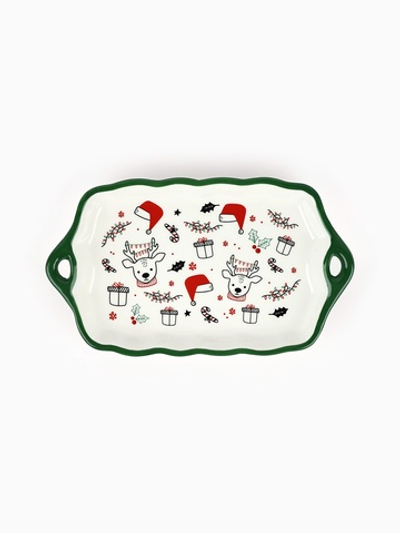Блюдо "Новогодние олени",  23х13х2.5 см