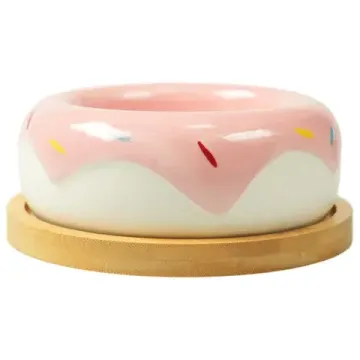 Mr.Kranch Миска "Bamboo" керамическая розовая на бамбуковой подставке, 250мл