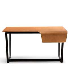 Письменный стол с ящиком Fred, экокожа цвета охра