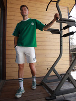 Футболка спортивная с лампасами Город Горький зеленая зеленый