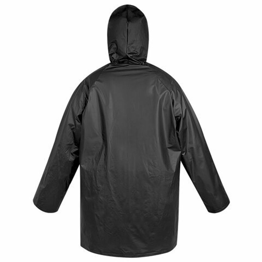 Дождевик-куртка чёрная на кнопках С КАРМАНАМИ, виниловая, размер 50-56, рост 170-185, ГРАНДМАСТЕР, 610942