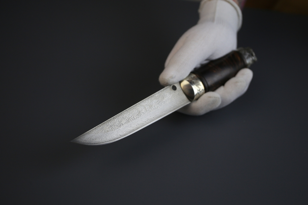 Авторский нож ручной работы из дамаска "Северная фантазия"