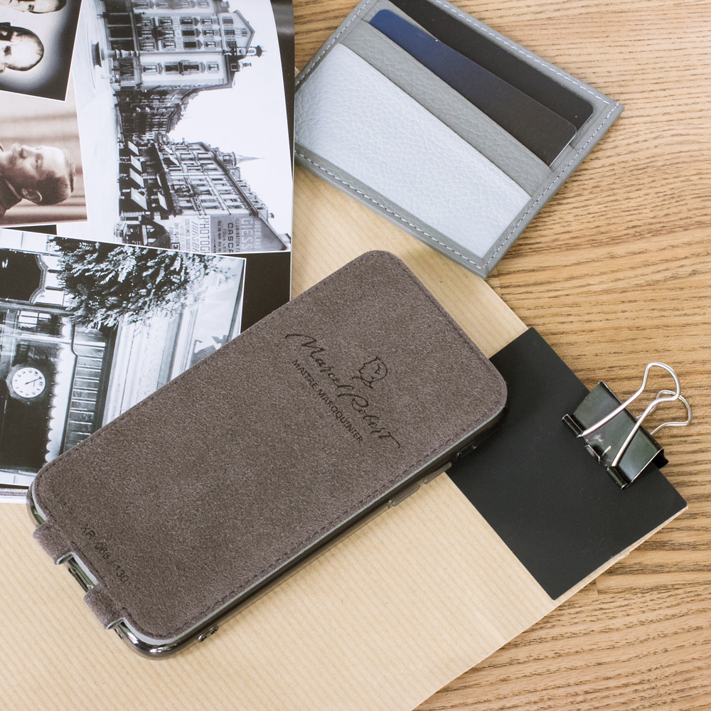 Чехол для iPhone XR из натуральной кожи теленка, стального цвета