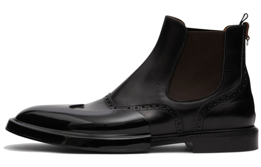 Burberry Leather Ankle Length Chelsea Boots Men"s Black