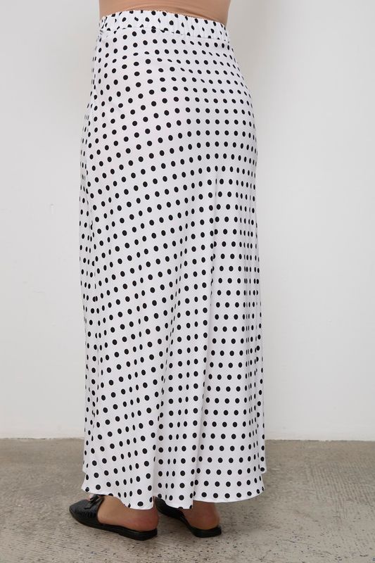 Юбка-миди из вискозы в горох, белый