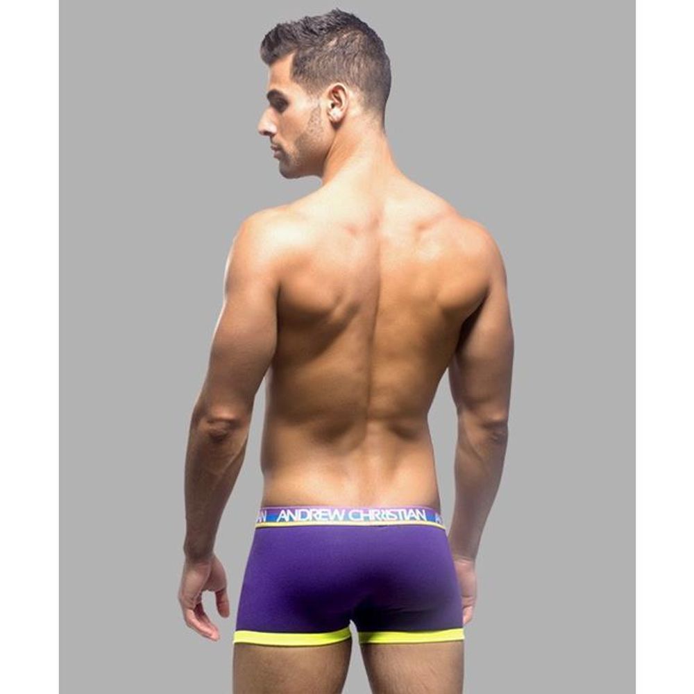 Мужские боксеры фиолетовые с салатовой окантовкой Andrew Christian   AC9705