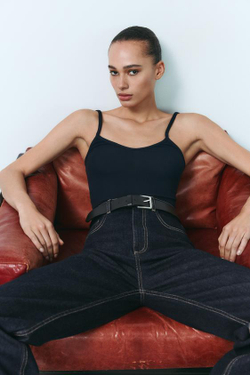 ZARA ТОП НА БРЕТЕЛЯХ, СИНИЙ