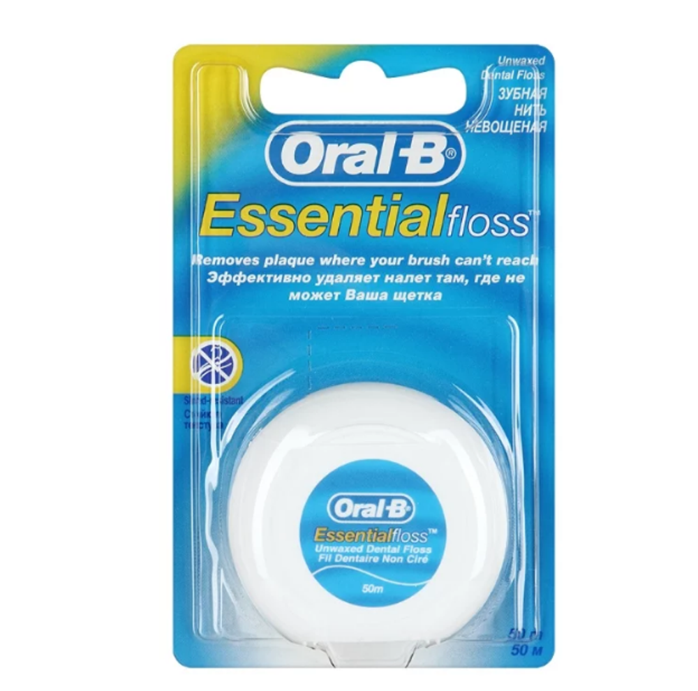 Oral-B Нить зубная Essential, вощеная, мятная, 50 м