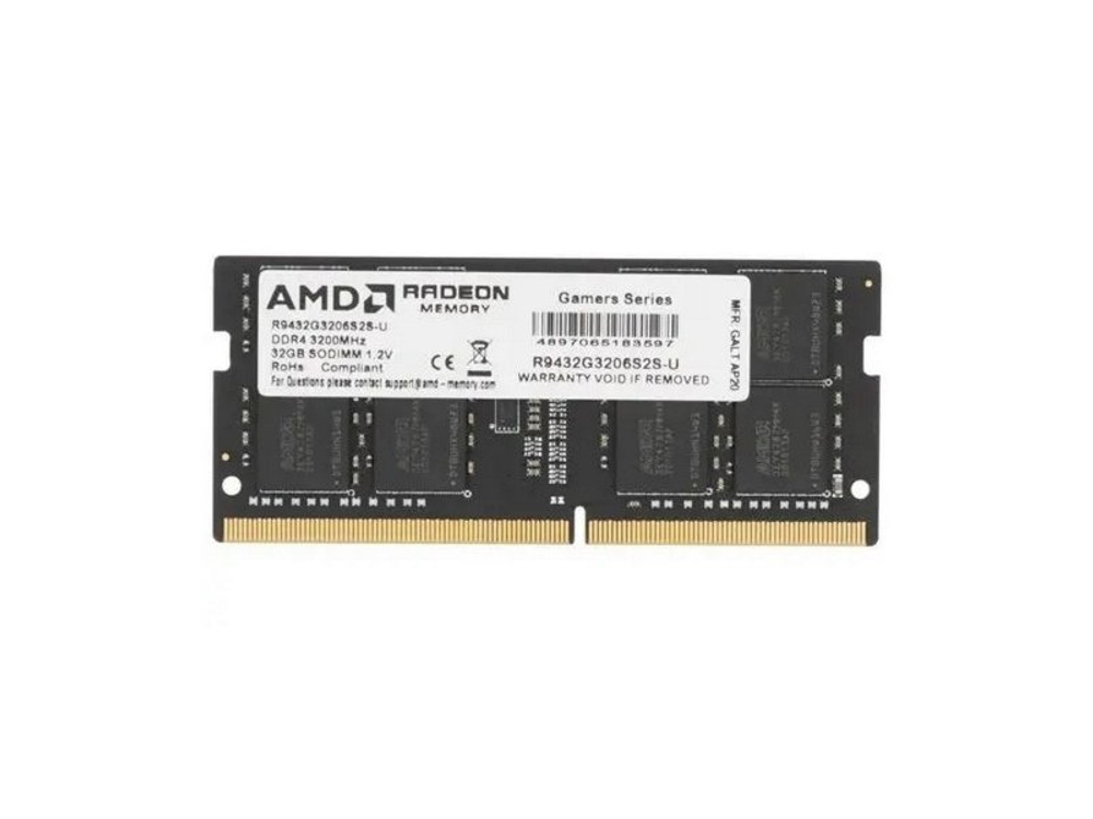 Оперативная память AMD Radeon R9 Gamer R9432G3206S2S-UO, DDR4 1х 32ГБ 3200 МГц, SODIMM, OEM