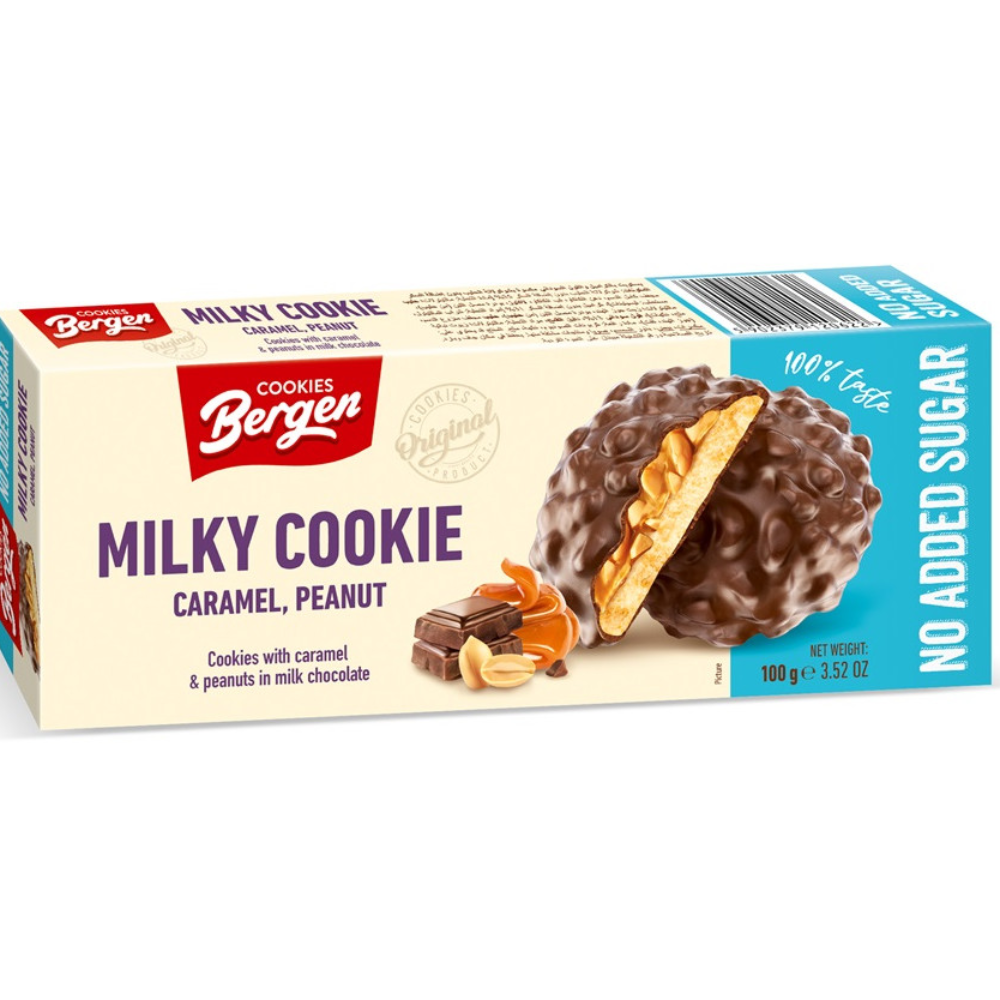Печенье молочное Bergen  Карамель арахис 100 гр