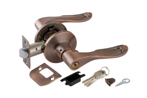 Замок ручка Медь с ключом,фиксатором 6030 АС-Е