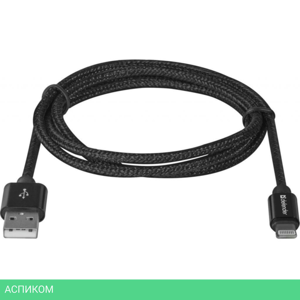 Кабель Defender ACH01-03T Lightning to USB2 1 m 87808 Black