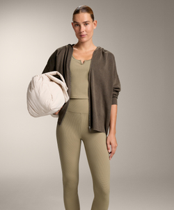 OYSHO Легинсы с высокой посадкой и вафельной текстурой 65 см, хаки