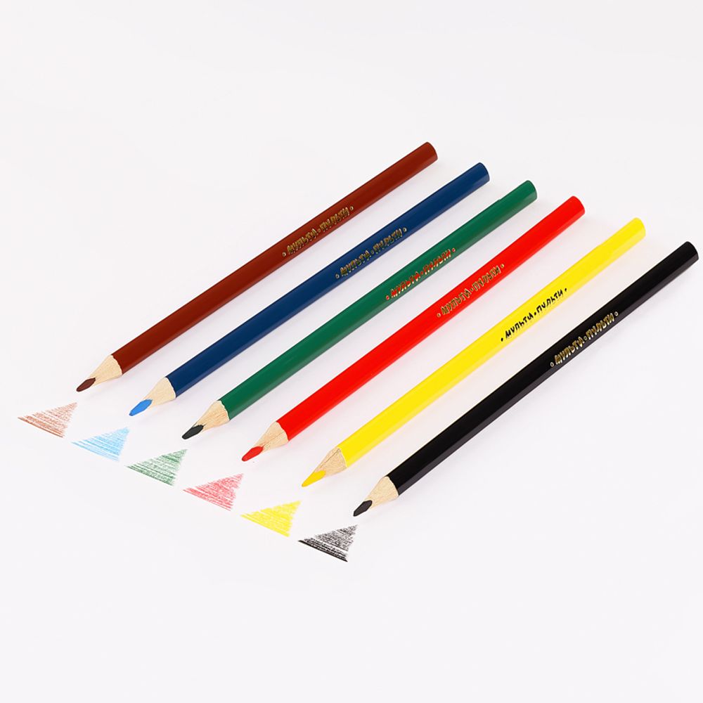 Карандаши цветные Мульти-Пульти "Енот в Испании", 06цв., трехгран., заточен., картон, европодвес