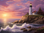 Алмазная мозаика 30х40см. "Маяк на закате" блест. с полн.заполнен.на подрам. (30цв.) (арт.АЛМ-0027)