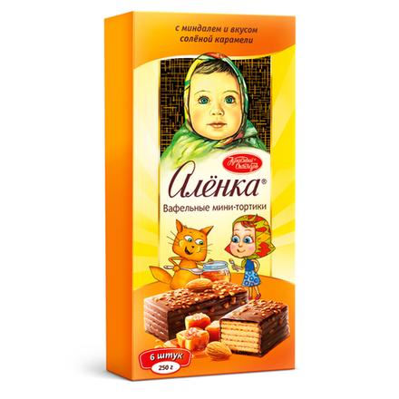 Вафельный торт Аленка с миндалем и соленой карамелью 250 гр