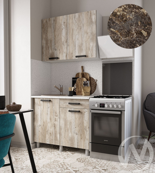 Кухня Элиана 1.0м (корпус белый/дуб юкон) 38мм королевский опал