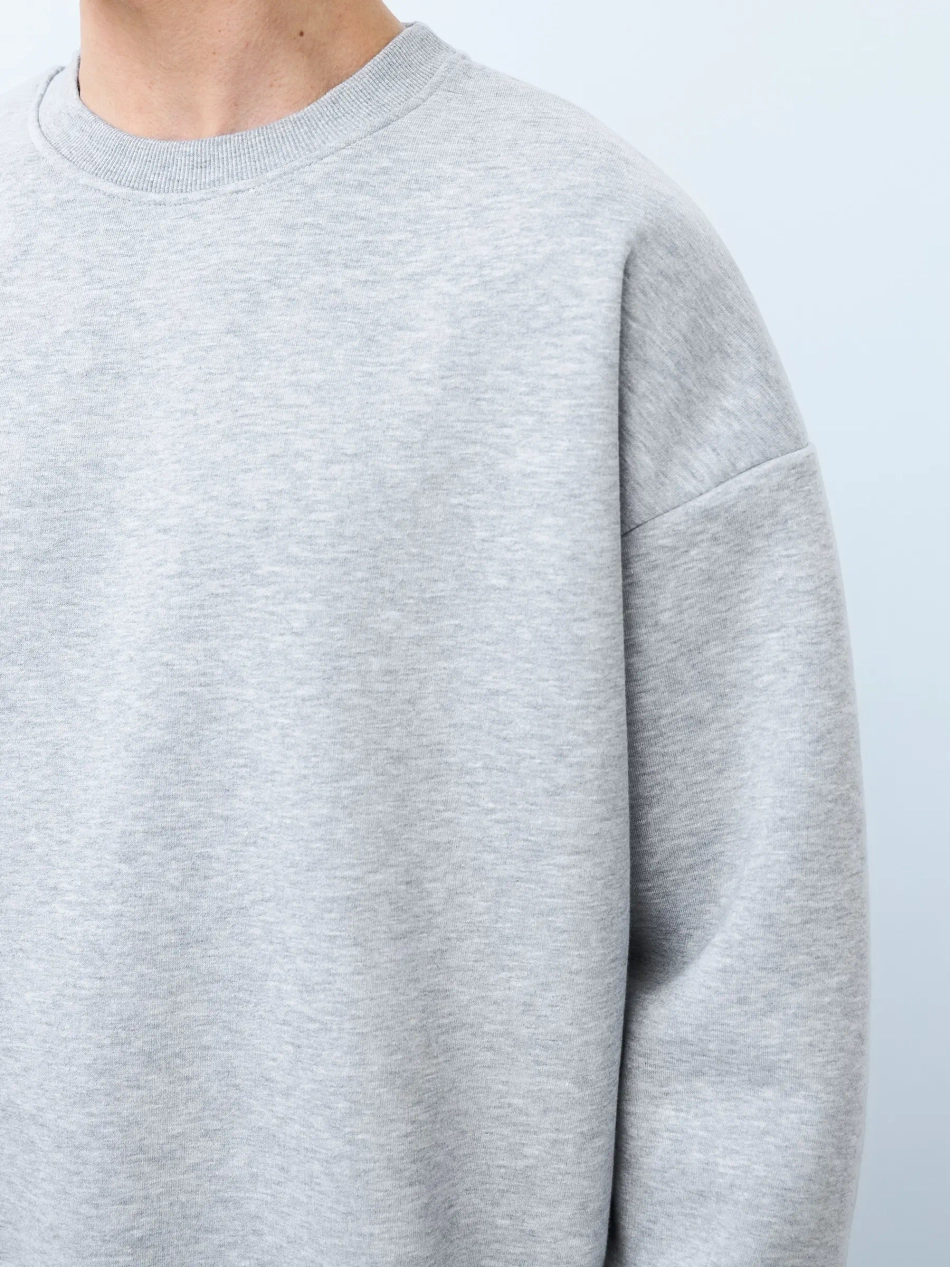 Свитшот оверсайз с начесом (серый меланж)