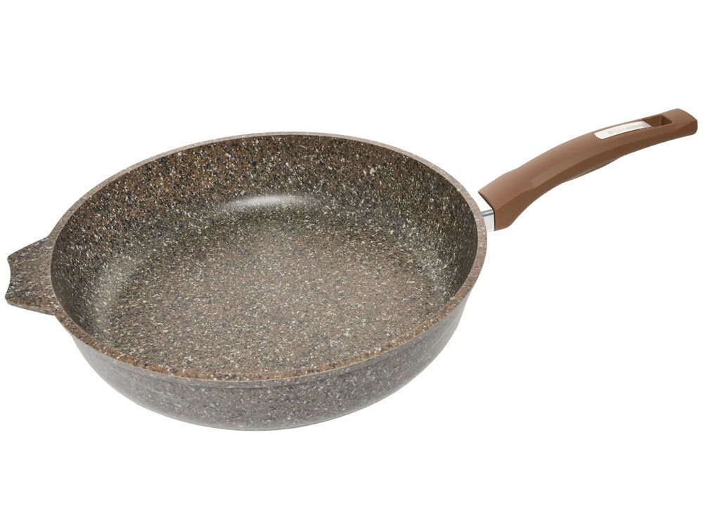 Сковорода 28см Premium mokko с несъемной ручкой и стеклянной крышкой