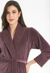 Халат женский велюровый 0511 сухая роза NUSA Турция