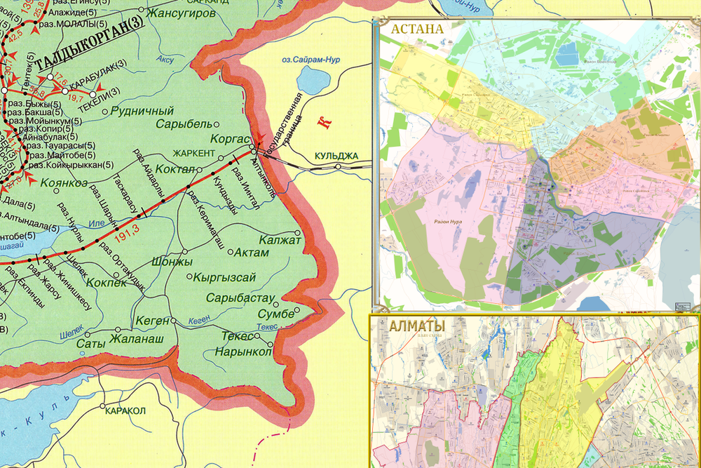 Железные дороги Казахстана , размер 1,5 х 2,1 м, 2025 год