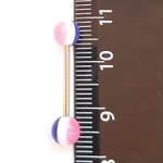 Штанга 16 мм с акриловыми цветными шариками 6 мм (мяч розовый - синий) для пирсинга языка. Медицинская сталь. 1 шт