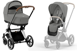 Коляска 3 в 1 Cybex Priam IV Chrome Brown complete и автокресло Aton B2 i-Size Volcano Black Mirage Grey