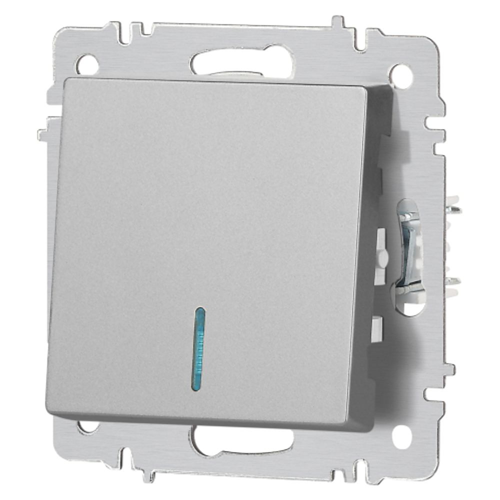 Выключатель Intro Accent 6-102-03 с подсветкой, 10А-250В, IP20, СУ, AL/CU, алюминий | Intro