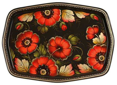Жостовский поднос декоративный, размер 45х32 см (A18), металлический
