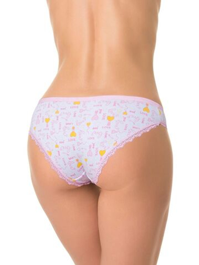 Хлопковые трусики-слипы с изображением фантазийных сердечек (Размер: S) (Цвет: салатовый)