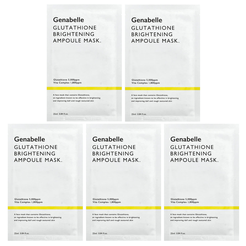 Genabelle, Осветляющая маска-ампула с глутатионом, 5 шт., По 25 мл (0,84 жидк. Унции)