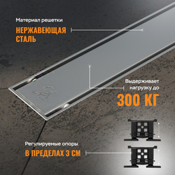 Душевой лоток CK DRAIN AQCP11-60 Plain 60 см, щелевая  решетка из нержавеющей стали, с рамкой