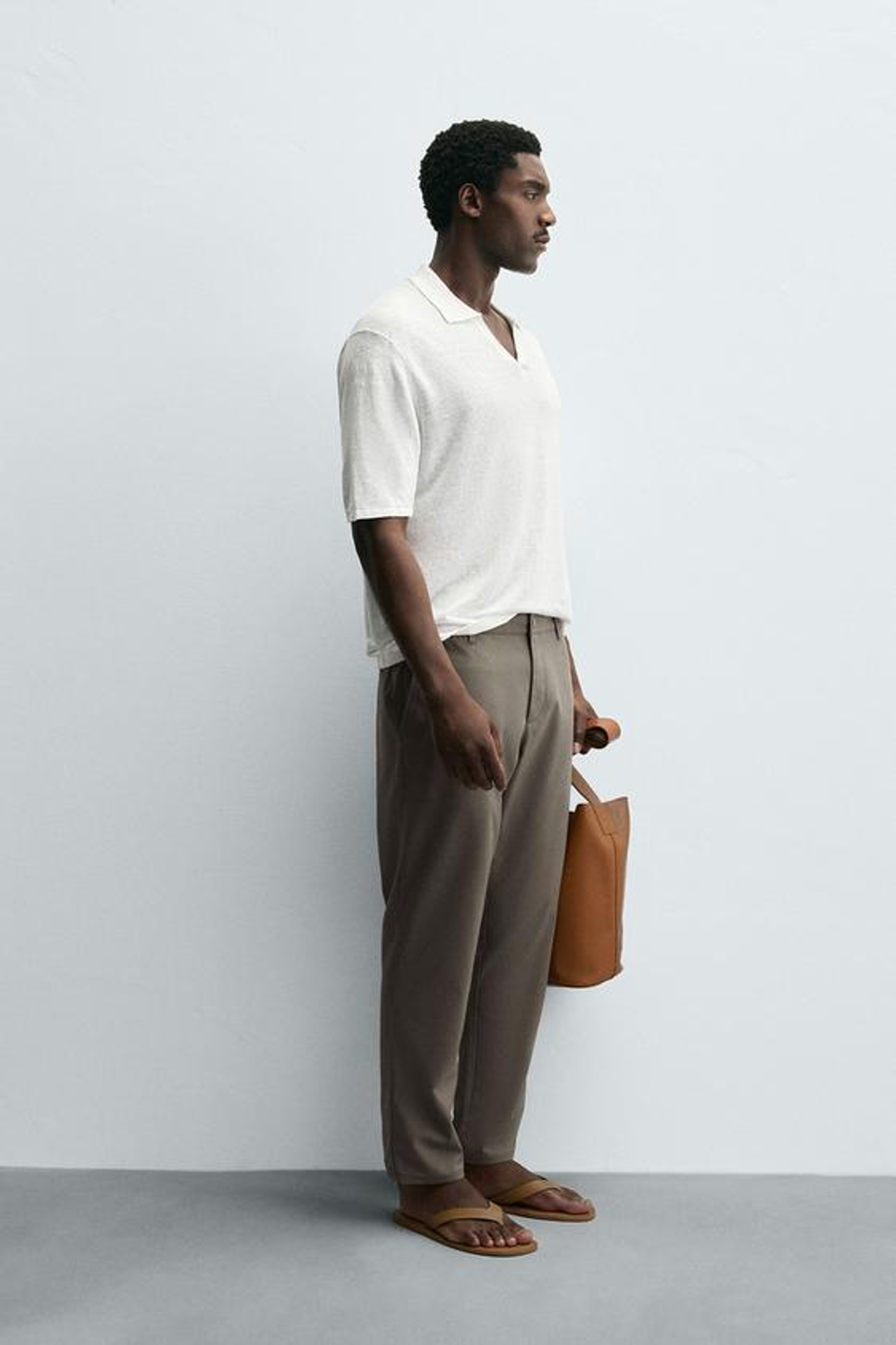 ZARA БРЮКИ SLIM FIT COMFORT, СЕРО-КОРИЧНЕВЫЙ