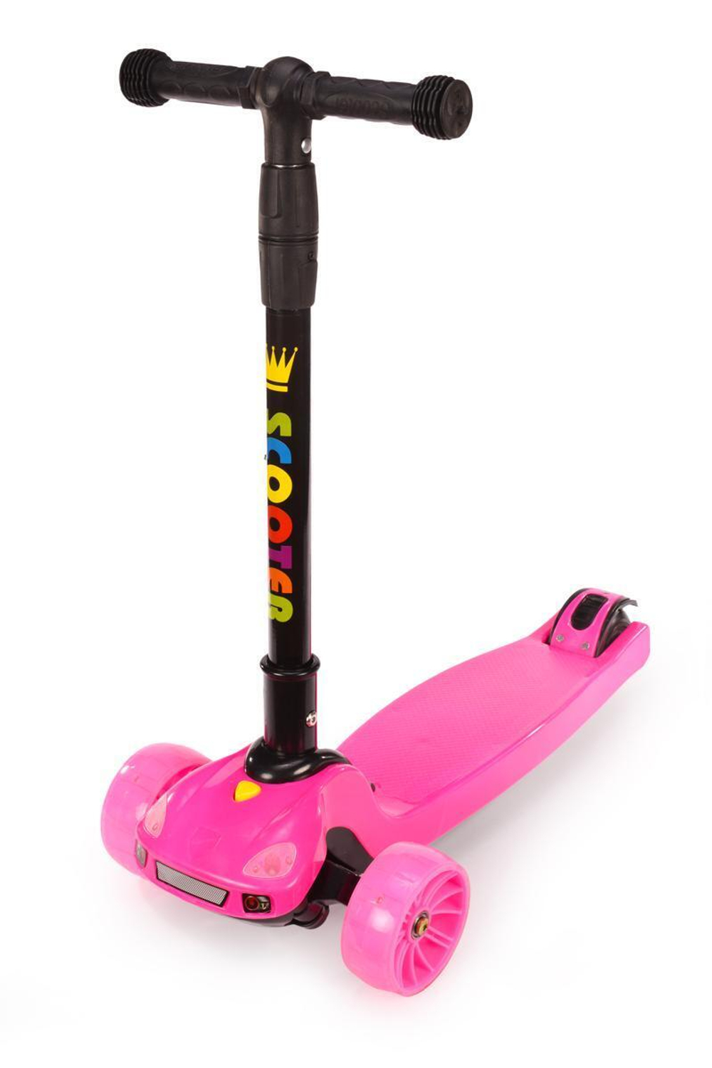 Самокат 3-х колесный, свет, звук, 02С (розовый)