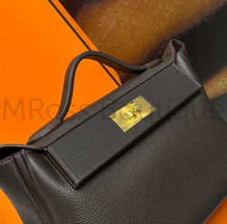 Женская сумка Hermes темно-коричневого цвета