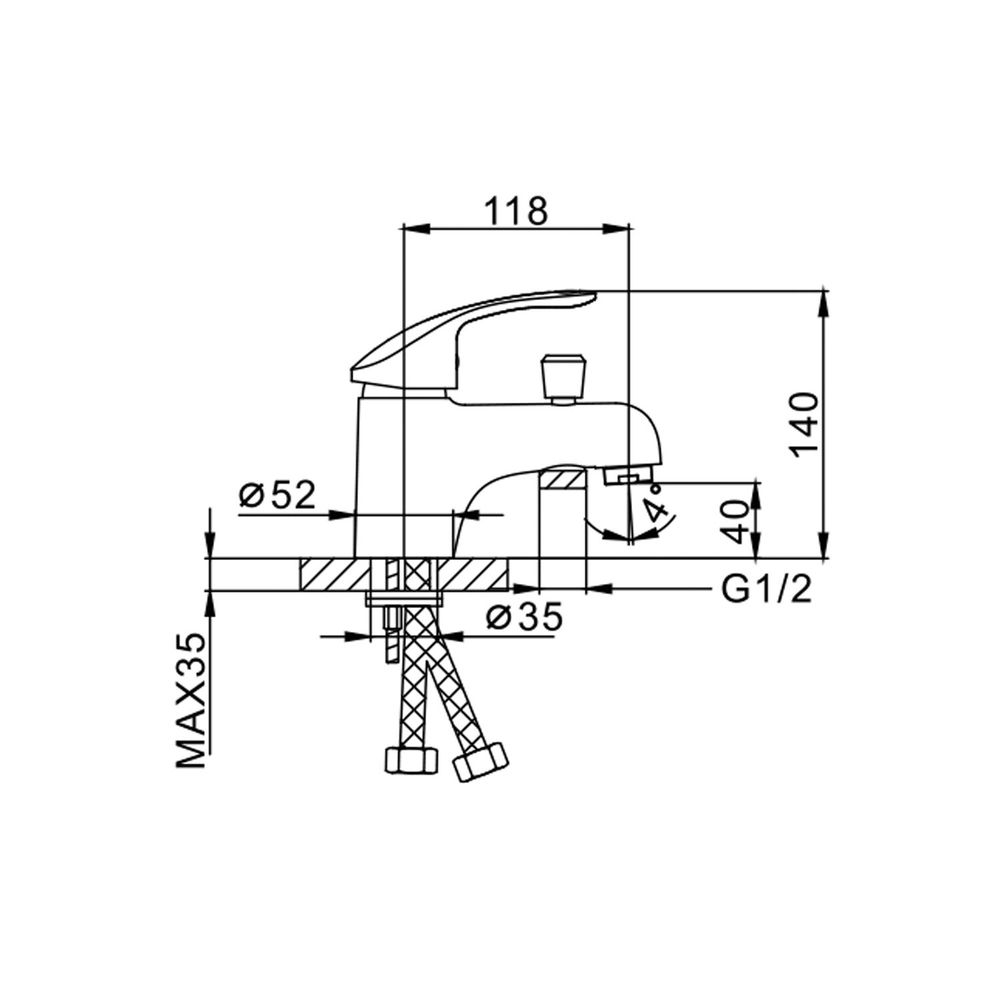 Смеситель для раковины с лейкой 40к F1221 FRAP (литой, п/шпильку, хром, латунь)