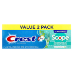 Crest, Plus Scope, зубная паста с фторидом против кариеса, свежая мята, 2 шт. в упаковке, по 153 г (5,4 унции)