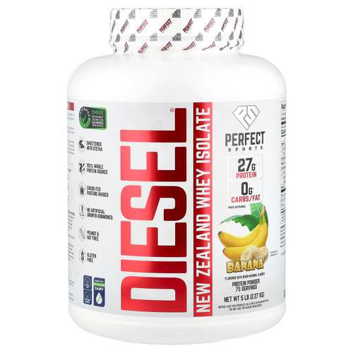 PERFECT Sports, Diesel®, изолят сыворотки из Новой Зеландии, банан, 2,27 кг (5 фунтов)