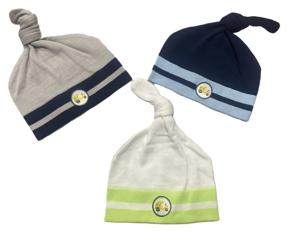 Шапочка детская трикотажная однослойная с узелком из хлопка на размер 42,44, цвета в ассортименте