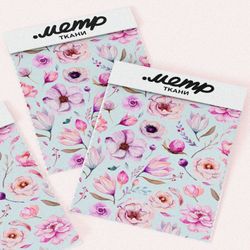 Ткань кулирная гладь летние букеты с листьями и бутонами