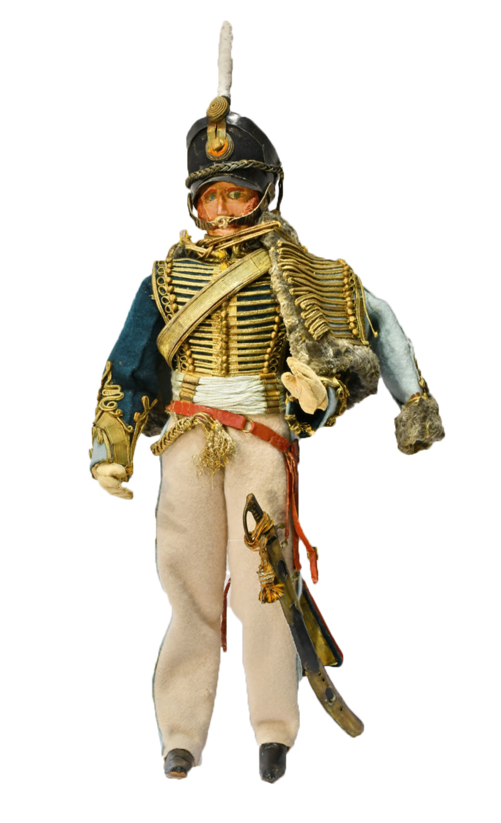 Рядовой лейб-гвардии Гусарского полка 1801-1811. Шарнирная кукла. Кон. 19 -нач. 20 в. Высота 42 см