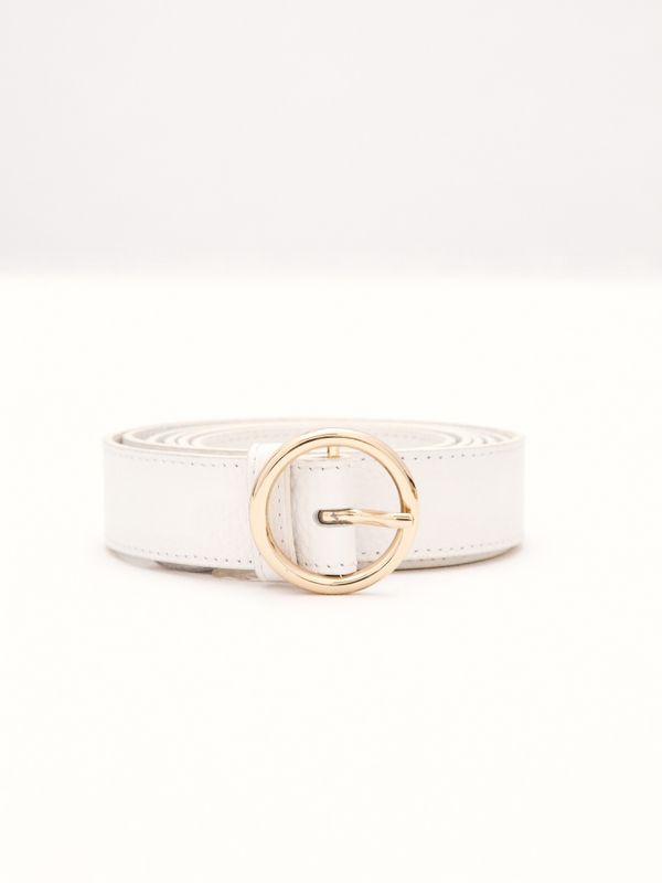 Узкий ремень из фактурной кожи, 25 мм, белый