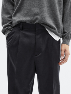 Massimo Dutti Фланелевые брюки с вытачками, темно-синий