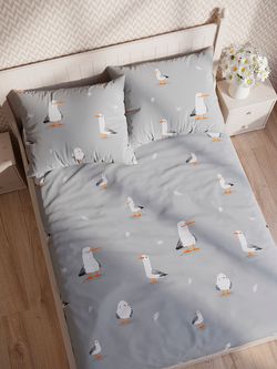 Простынь на резинке перкаль Сказка "Чайки" 90x200 см