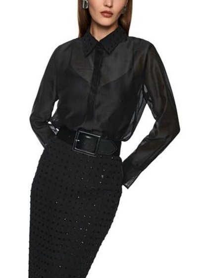 Marc Cain Блуза украшенная вышивкой с бисером на воротнике