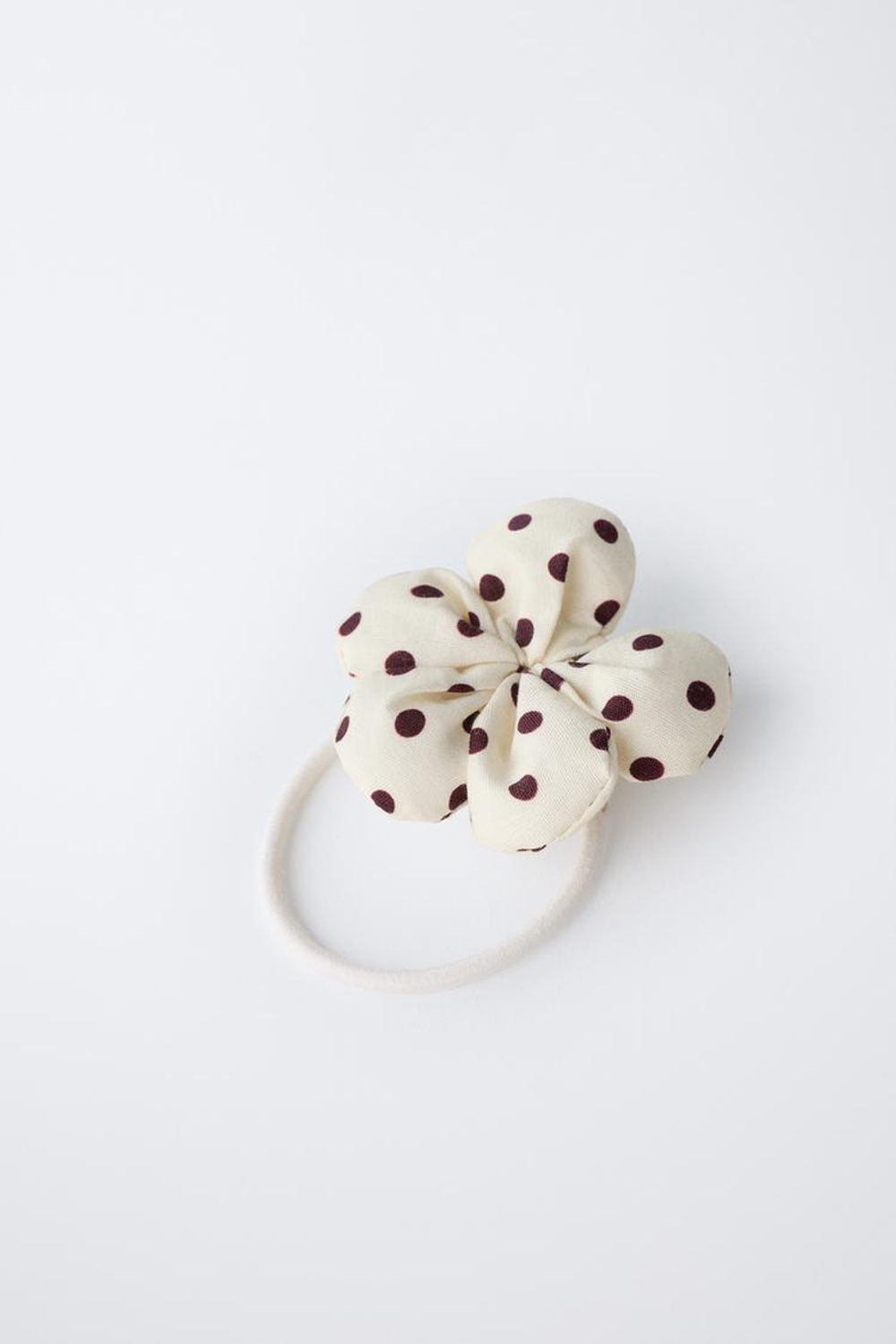 ZARA НАБОР ИЗ ДВУХ РЕЗИНОК ДЛЯ ВОЛОС С ЦВЕТАМИ И ГОРОШКОМ, КОРИЧНЕВЫЙ