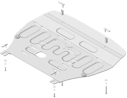 Усиленная защита Motodor двгателя, кпп. 4 мм, алюмний. для KIA Sorento 2020-н.в.,KIA Carnival 2021-н.в.,Hyundai Santa Fe V 2021-н.в.,Hyundai Tucson 2021-н.в.,KIA Sportage 2022-н.в. арт.340901