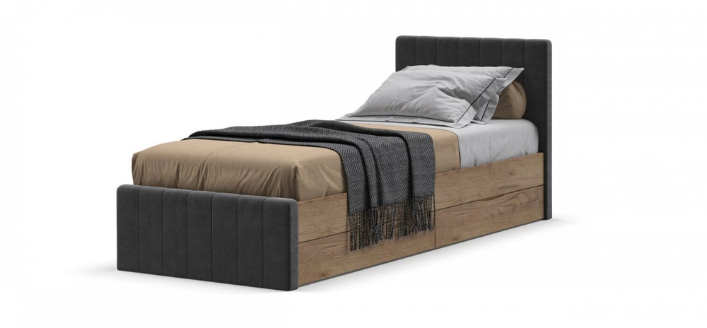 Кровать ЛОФТ Мини 90*200 Крафт табачный, MONOLIT Серый